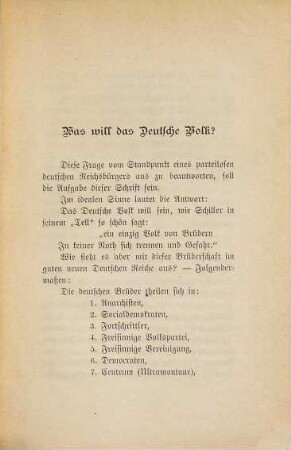 Was will das Deutsche Volk? : Beantwortet von einem Parteilosen