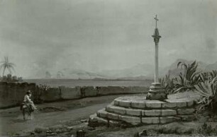 Italienische Landschaft mit Wegkreuz