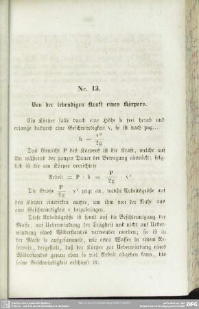 Nr. 13. Von der lebendigen Kraft eines Körpers