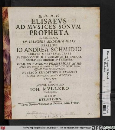 Elisaevs Ad Mvsices Sonvm Propheta II. Reg. III. v. 15.