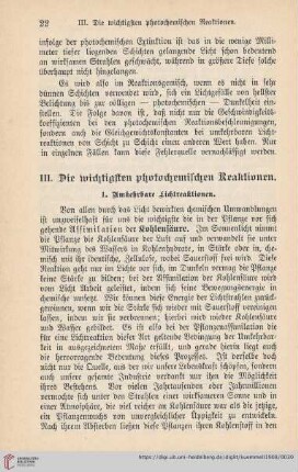 III. Die wichtigsten photochemischen Reaktionen
