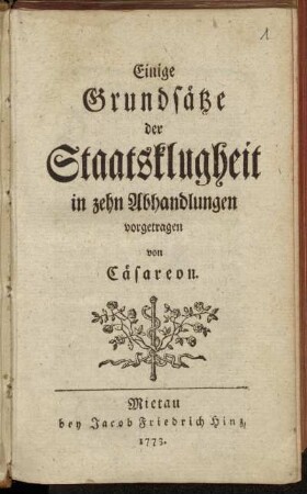 Einige Grundsätze der Staatsklugheit