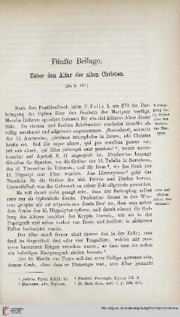 Fünfte Beilage: Ueber den Altar der alten Christen