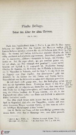 Fünfte Beilage: Ueber den Altar der alten Christen