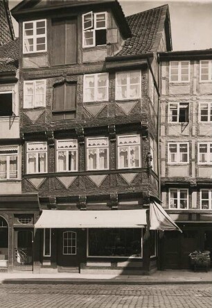 Braunschweig. Eulenspiegelhaus am Bäckerklint 11 (1630). Das Haus wurde am 15.10.1944 vollständig zerstört und nicht wieder aufgebaut