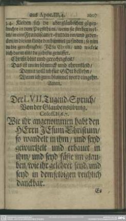 Der LVII. Tugend-Spruch, Von der Glaubensübung