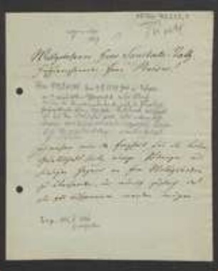 Brief von Heinrich Christian Funck an Johann Jacob Kohlhaas