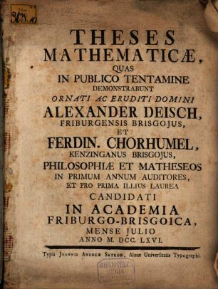 Theses mathematicae