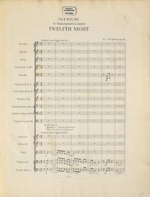 Overture to Shakespeare's comedy Twelfth Night : (op. 40)