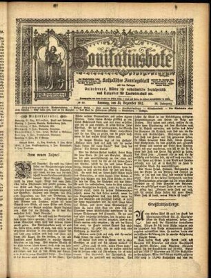 Erste Ausgabe vom Sonntag, den 31. Dezember 1911.