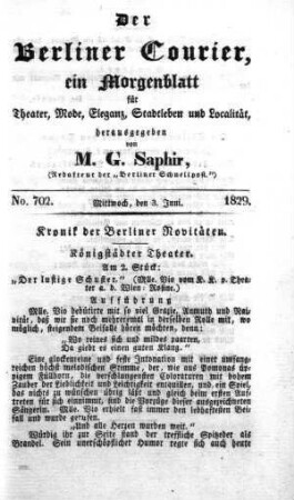 No. 702., Mittwoch, den 3. Juni 1829