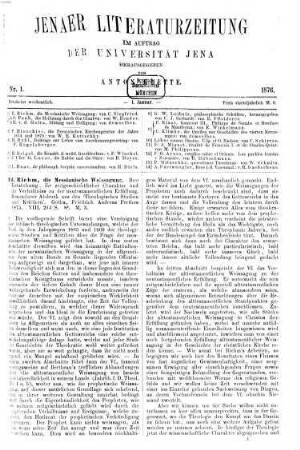 Jenaer Literaturzeitung. 3, 3. 1876