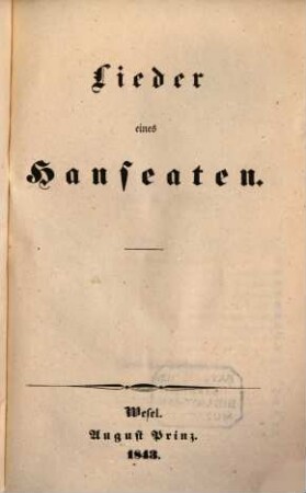 Lieder eines Hanseaten : Von Lebrecht Dreves