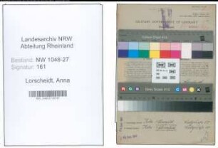 Entnazifizierung Anna Lorscheidt , geb. 06.01.1892 (Sekretaerin)