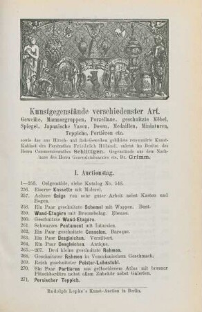 I. Auctionstag