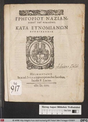 Grēgoriu Nazianzēnu Tu Theologu, Kata Eunomianōn Prodialexis
