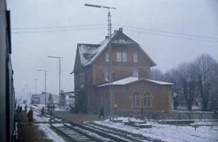 Sontheim Brenz Empfangsgebäude Bahnsteig Reisende Führerstandsmitfahrt