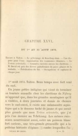 Chapitre XXVI. Du 1er au 31 aout 1873
