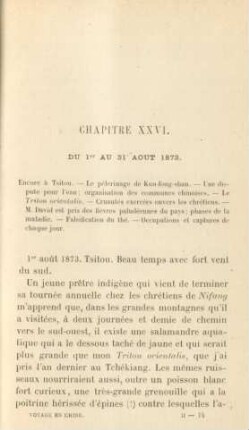 Chapitre XXVI. Du 1er au 31 aout 1873
