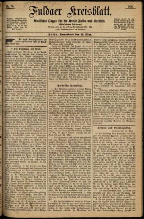 Erste Ausgabe vom Samstag, den 12. Mai 1883.