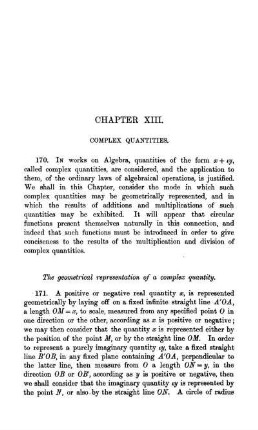 Chapter XIII - XV. Complex Quantities. Infinite Series. Exponential Functions. Logarithms.