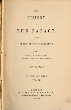 The History of the Papacy, to the Period of the Reformation, 2