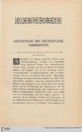 I. Aesthetische und geschichtliche Vorbereitung