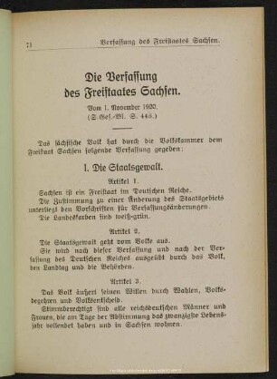 Die Verfassung des Freistaates Sachsen