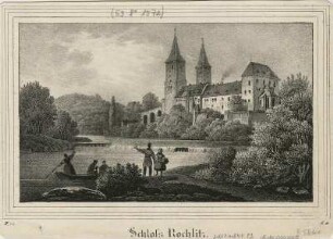 Ansicht vom Schloss in Rochlitz, Lithographie, 1836