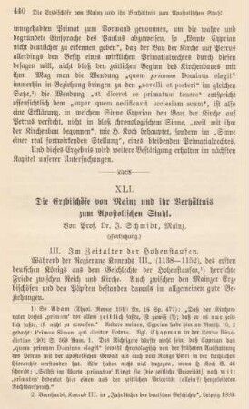 440-462 Die Erzbischöfe von Mainz und ihr Verhältnis zum Apostolischen Stuhl : Fortsetzung