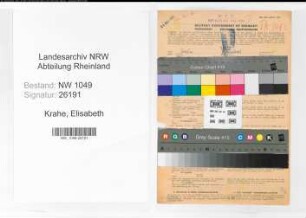 Entnazifizierung Elisabeth Krahe , geb. 20.03.1898 (Postbeamtin)