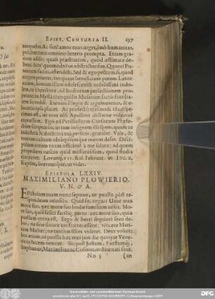 Epistola LXXIV. Maximiliano Plowierio, V. N. & A.