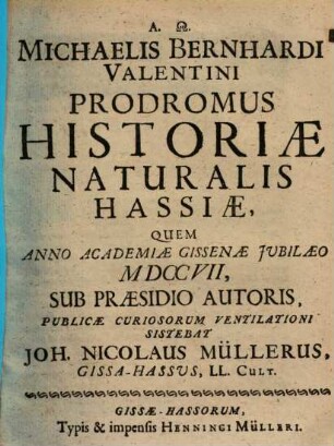 Prodromus Historiae naturalis Hassiae ...