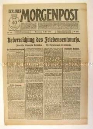 Tageszeitung "Berliner Morgenpost" über die den Entwurf des Versailler Vertrages