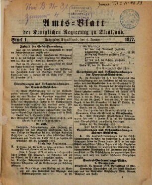 Amtsblatt der Preußischen Regierung zu Stralsund. 1877