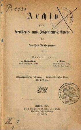 Archiv für die Artillerie- und Ingenieur-Offiziere des deutschen Reichsheeres. 75, 75 = Jg. 38. 1874