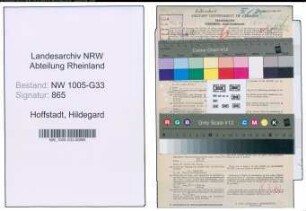 Entnazifizierung Hildegard Hoffstadt , geb. 10.03.1902 (Techn.Lehrerin)