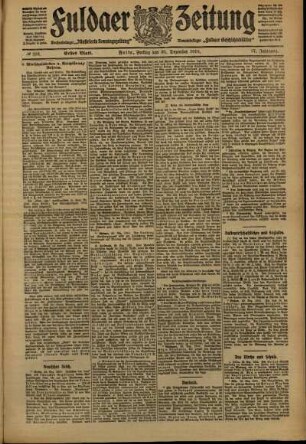 Erste Ausgabe vom Freitag, den 30. Dezember 1910.