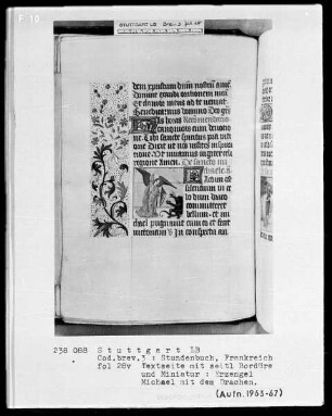 Stundenbuch — Erzengel Michael mit dem Drachen, Folio 28verso