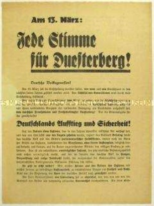 Aufruf des Stahlhelm zur Wahl von Theodor Duesterberg zum Reichspräsidenten 1932