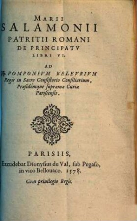 De principatu : libri VI.