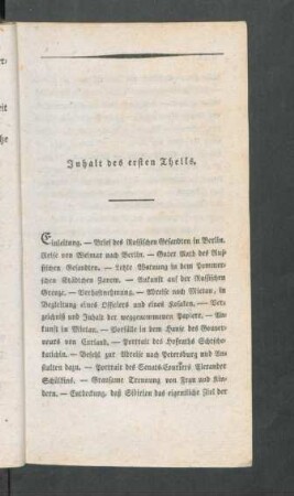 Inhalt des ersten Theils.