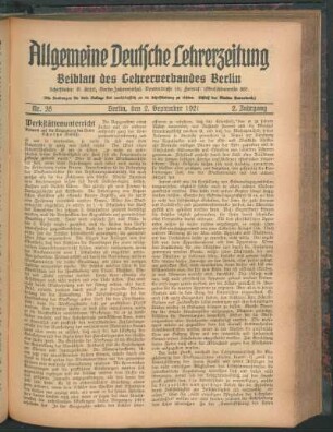 Beiblatt des Lehrerverbandes Berlin. - 2.1921, Nr. 34