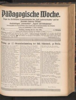 Prolog zur 12. Generalversammlung des kath. Lehrerverb. zu Berlin