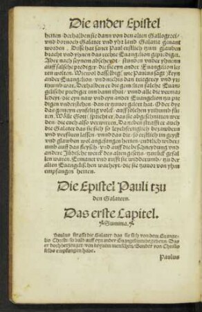 Die Epistel Pauli tzu den Galatern.
