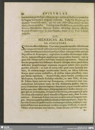 LIV. Henricus Alting. Jo. Piscatori