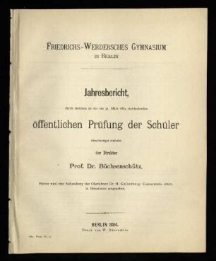 1883/84: Jahresbericht ... - 1883/84