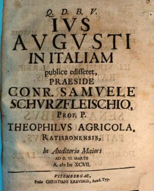 Ius Augusti In Italiam