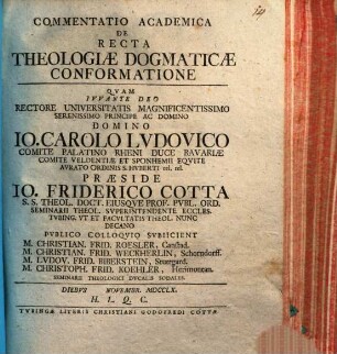 Commentatio Academica De Recta Theologiæ Dogmaticæ Conformatione