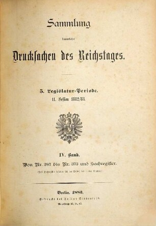 Verhandlungen des Reichstages. Drucksachen des Reichstages. 5,2,4. 1882/83 (1883) = Nr. 287 373